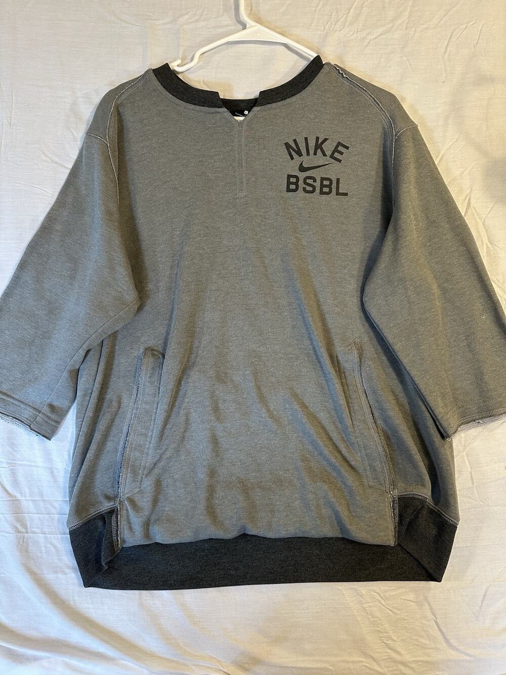 Nike Baseball Men's L Crewneck Pullover Sweatshirt Gray Pockets Dri-FIT